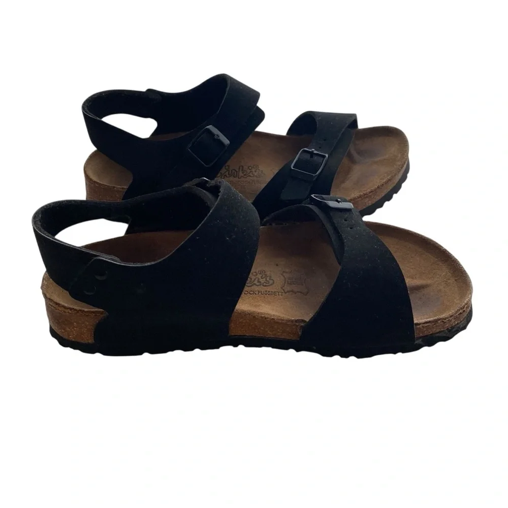 Birkis Birkenstock Black Sandals with Adjustable Straps and Cork Footbed W6 - Picture 11 of 13